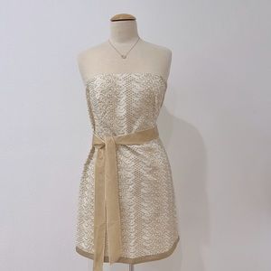 Banana republic gold detail strapless evening party dress size 4